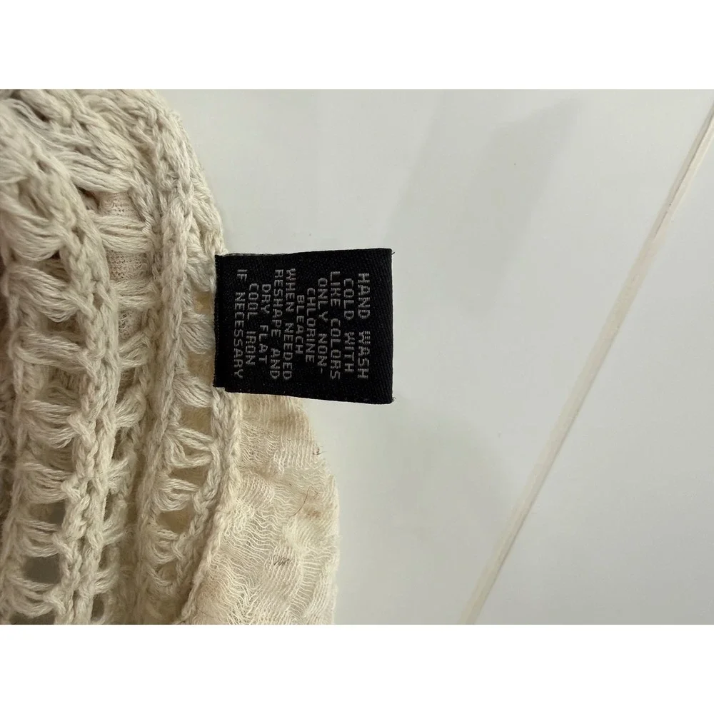 BKE Boutique Cream Crochet Open Knit Ruffle Cardigan Bolero Boho Womens Small